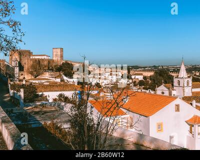 Obidos mittelalterlichen ummauerten Stadt in Portugal Stockfoto