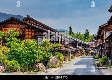 Japan, Honshu, Präfektur Nagano, Kiso-Tal, Nakasendo alte Poststadt Tsumago Stockfoto