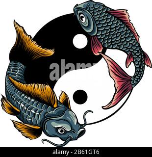 Yin Yang Koi Fisch-Vektorgrafikkunst Stock Vektor