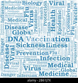 DNA-Impfwort Wolke auf weißem Hintergrund. Wordcloud nur mit Text. Stock Vektor