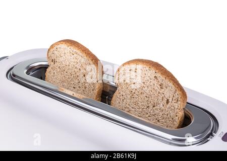 Knackige Croutons in einem Toaster gebacken. Nahaufnahme. Stockfoto