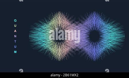 Quantum computer Technologie Konzept. Sphäre explosion Hintergrund. Vertieftes Lernen der künstlichen Intelligenz. Grosse Daten Algorithmen Visualisierung. Wellen Durchfluss Stock Vektor