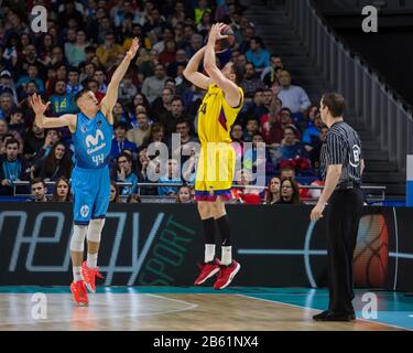 Madrid, Spanien. März 2020. Beim FC Barcelona Sieg über Movistar Estudiantes (67 - 74) im regulären Saisonspiel der Liga Endesa (23.) in Madrid, Spanien im Wizink Center am 8. März 2020. (Foto von Juan Carlos García Mate/Pacific Press/Sipa USA) Credit: SIPA USA/Alamy Live News Stockfoto