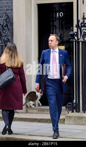 Matt Hancock, Abgeordneter für Gesundheit, verlässt nach einer Kabinettssitzung am 03.03.2020 die Straße 10 Downing Stockfoto