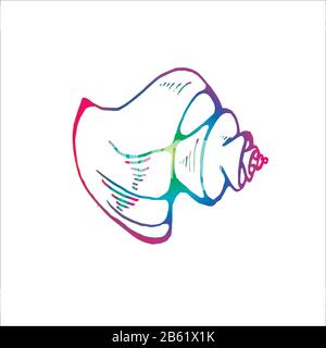 Gradientenfarbe Seetierzeichnung. Alte Meeresspirale. Tattoo-Idee. Stock Vektor
