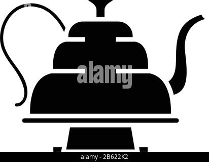 Teekanne, schwarzes Symbol, Konzeptabbildung, Vektor-Flachsymbol, Glyph-Zeichen. Stock Vektor