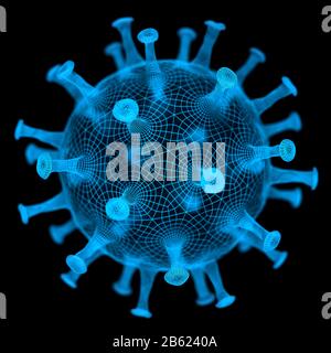 Konzeptioneller Veranschaulichungsvirus. Bild eines Virus, Erreger mit generischer Virusform. 3D-Abbildung. Stockfoto