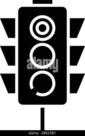 Ampelsymbol schwarz, Konzeptabbildung, Vektor-Flachsymbol, Glyph-Zeichen. Stock Vektor