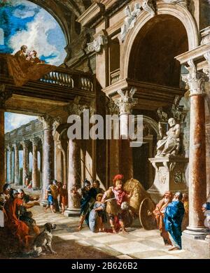 Alexander der Große, Schneide den gordischen Knoten, Gemälde von Giovanni Paolo Panini, 1718-1719 Stockfoto