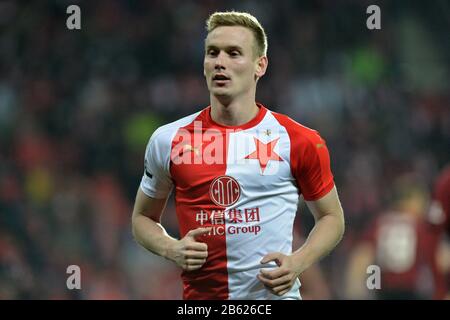 8. März 2020, Prag, Tschechien: Slavias PETR SEVCIK beim Spiel der tschechischen Fußballliga Slavia Praha gegen Sparta Praha in Prag in Tschechien. (Bild: © Slavek Ruta/ZUMA Draht) Stockfoto