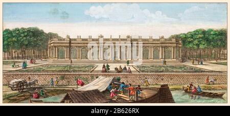 Blick auf das Grand Trianon im Garten von Versailles, Druck, 1700-1799 Stockfoto