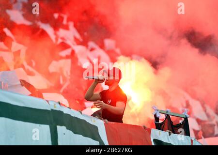 8. März 2020, Prag, Tschechien: Slavias Fans während des Spiels der tschechischen Fußballliga Slavia Praha gegen Sparta Praha in Prag in Tschechien. (Bild: © Slavek Ruta/ZUMA Draht) Stockfoto