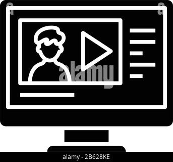 Video Summary Black Icon, Concept Illustration, Vector Flat Symbol, Glyph Sign. Stock Vektor