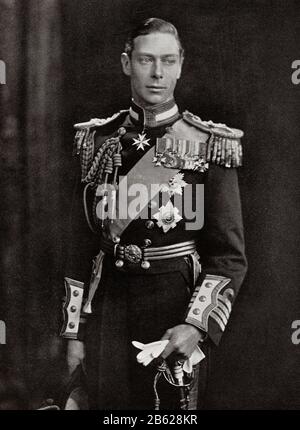 George VI. Sah hier in der Marinestanduniform, die er in Canberra, im Jahr 1927 trug. Georg VI., von 1895 bis 1952. König des Vereinigten Königreichs und der Dominions des britischen Commonwealth. Von König Georg dem 6., veröffentlicht 1937. Stockfoto