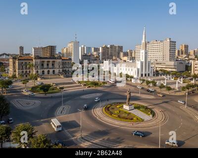 Luftaufnahme des Independence-Platzes in Maputo, der Hauptstadt Mosambiks Stockfoto
