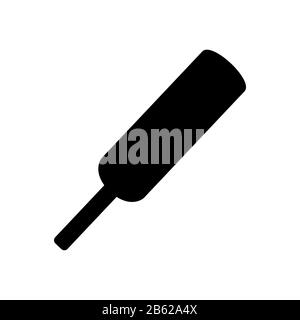Symbol für schwarzen Kricketschläger von Vector. Spielgeräte. Profisport, klassische Fledermaus für offizielle Wettbewerbe und Turniere. Isolierte Abbildung. Stock Vektor