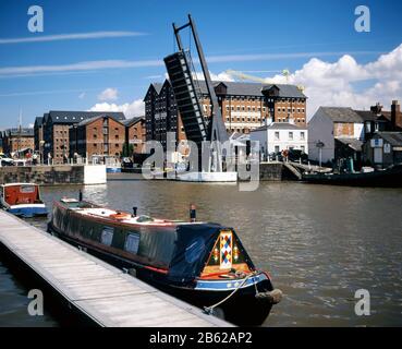 Barge on Sharpness Canal, Gloucester Historic Dock, Gloucestershire, England. Stockfoto