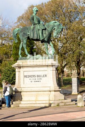 Reiterbronze Redvers Buller ( 1839-1908) auf Pferd, Exeter, Devon, England, Großbritannien von Adrian Jones Stockfoto