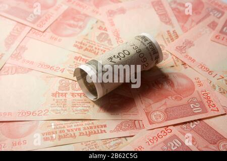 500. 20 Rupien niemand Stockfoto
