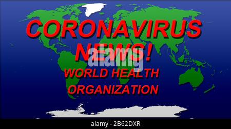 Kovid 19 World Map Illustration grün blau weiß Farbe Effekt Effekte ausschneiden Stockfoto