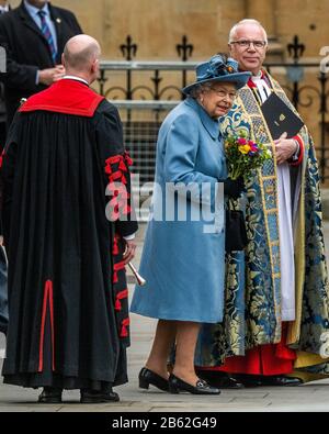 Westminster Abbey, London, Großbritannien. März 2020. The Queen Leaves - EIN Gottesdienst zum Gedenken an den Commonwealth wird von der Royal Family und Vertretern der Commonwealth-Länder bei Wrestminster Abbey, London, besucht. Credit: Guy Bell/Alamy Live News Credit: Guy Bell/Alamy Live News Stockfoto