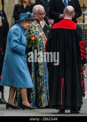 Westminster Abbey, London, Großbritannien. März 2020. The Queen Leaves - EIN Gottesdienst zum Gedenken an den Commonwealth wird von der Royal Family und Vertretern der Commonwealth-Länder bei Wrestminster Abbey, London, besucht. Credit: Guy Bell/Alamy Live News Credit: Guy Bell/Alamy Live News Stockfoto