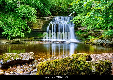 Cauldron Falls (auch bekannt als West Burton Falls), West Burton, Lower Wensleydale, Yorkshire Dales, England, Großbritannien Stockfoto