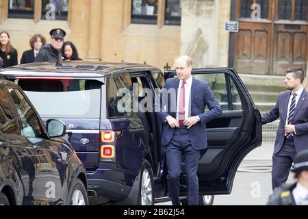 London, Großbritannien - 9. März 2020: Prinz William, Herzog von Cambridge, kommt zum Commonwealth Day Service in der Westminster Abbey. Stockfoto