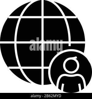 Schwarzes Symbol für den Welthandel, Konzeptabbildung, Vektor-Flachsymbol, Glyph-Zeichen. Stock Vektor
