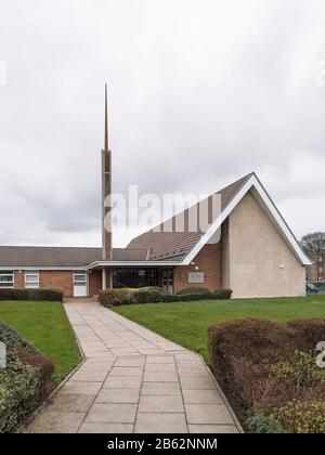 Fawdon, Newcastle upon Tyne, Großbritannien, 9. März 2020. Die Kirche Jesu Christi der Heiligen Der Letzten Tage wurde aufgrund von Gemeindemitgliedern geschlossen, die positiv auf CORVID-19, Coronavirus, getestet wurden. Joseph Gaul/Alamy News. Stockfoto