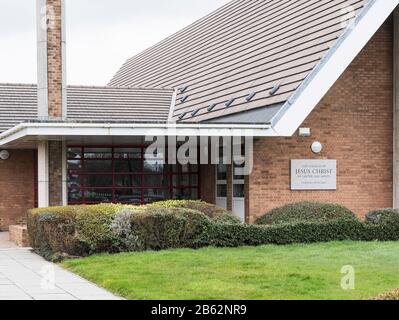 Fawdon, Newcastle upon Tyne, Großbritannien, 9. März 2020. Die Kirche Jesu Christi der Heiligen Der Letzten Tage wurde aufgrund von Gemeindemitgliedern geschlossen, die positiv auf CORVID-19, Coronavirus, getestet wurden. Joseph Gaul/Alamy News. Stockfoto