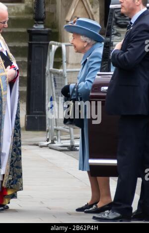 London, Großbritannien. März 2020. Die Königin nimmt an dem jährlichen Commonwealth Service in der Westminster Abbey Teil, an dem Regierungsleiter und Vertreter der 54 Länder und 2,4 Milliarden Bürger des Commonwealth teilnehmen. London, Großbritannien - 9. März 2020 Kredit: Nils Jorgensen/Alamy Live News Stockfoto