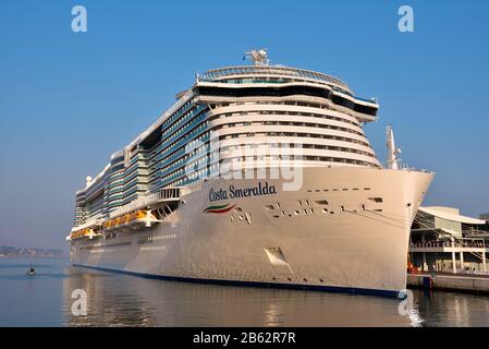 Taufe des Kreuzfahrtschiffs costa smeralda Paten Penelope Cruz 23. Februar 2020 Savona Italien Stockfoto