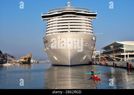 Taufe des Kreuzfahrtschiffs costa smeralda Paten Penelope Cruz 23. Februar 2020 Savona Italien Stockfoto