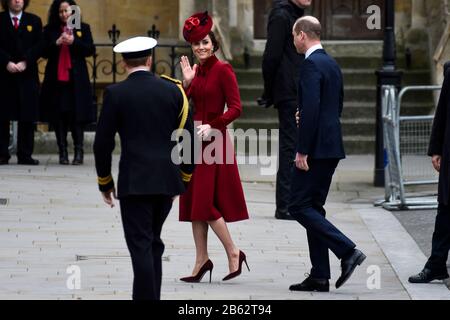 London, Großbritannien. März 2020. Der Herzog und die Herzogin von Cambridge kommen in der Westminster Abbey an, um am Commonwealth Day an dem jährlichen Gottesdienst teilzunehmen. Kredit: Stephen Chung / Alamy Live News Stockfoto