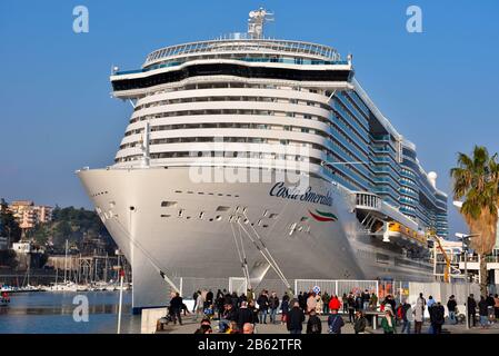 Taufe des Kreuzfahrtschiffs costa smeralda Paten Penelope Cruz 23. Februar 2020 Savona Italien Stockfoto