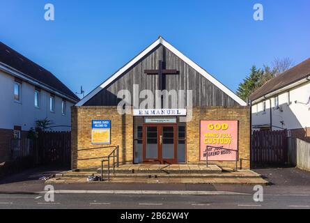 'Emmanuel' Evangelisches Kirchengebäude an der Shirley Road in Shirley, Southampton, England, Großbritannien Stockfoto