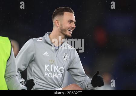 Leicester, Großbritannien. März 2020. James Maddison von Leicester City während des Premier-League-Spiels zwischen Leicester City und Aston Villa im King Power Stadium, Leicester am Montag, den 9. März 2020. (Kredit: Leila Coker / MI News) Foto darf nur für redaktionelle Zwecke in Zeitungen und/oder Zeitschriften verwendet werden, Lizenz für kommerzielle Nutzung erforderlich Kredit: MI News & Sport /Alamy Live News Stockfoto