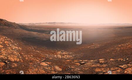 Panorama auf der roten Marsoberfläche. Dieses Bildelement wurde von der NASA eingerichtet. Stockfoto