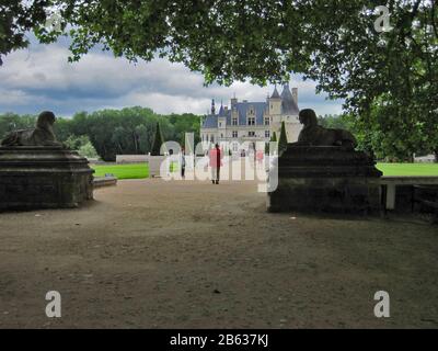 Chateau de Chenonceau ist eines der meistfotografierten und meistbesuchten Schlösser in Frankreich für seine Architektur, Innenräume, Kunstwerke und den Garten. Stockfoto