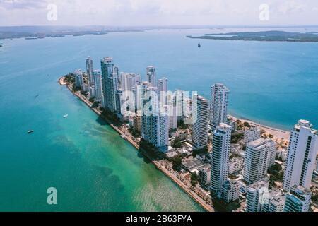 Luftaufnahme von Cartagena Bocagrande Stockfoto