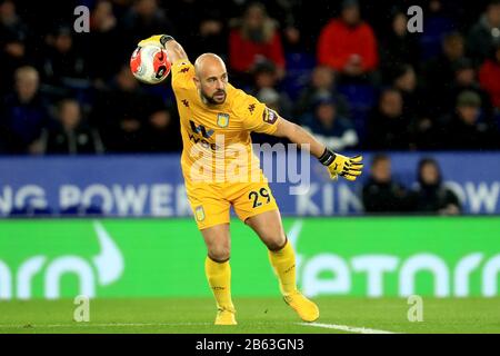 Leicester, Großbritannien. März 2020. Orjan Nyland von Aston Villa während des Premier-League-Spiels zwischen Leicester City und Aston Villa im King Power Stadium, Leicester am Montag, den 9. März 2020. (Kredit: Leila Coker / MI News) Foto darf nur für redaktionelle Zwecke in Zeitungen und/oder Zeitschriften verwendet werden, Lizenz für kommerzielle Nutzung erforderlich Kredit: MI News & Sport /Alamy Live News Stockfoto