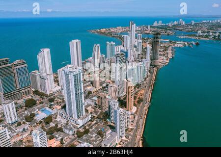 Luftaufnahme von Cartagena Bocagrande Stockfoto