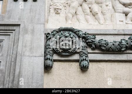 Details außen an der Franz-Liszt-Musikhochschule Budapest, Ungarn Stockfoto
