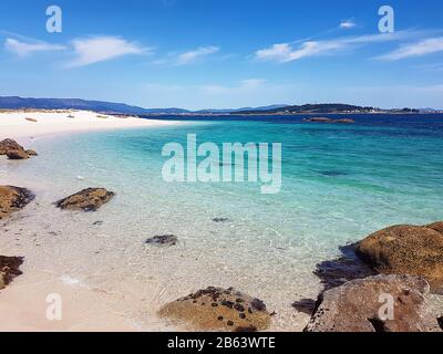 Insel Areoso in der Arousa-Bucht, Galicien Stockfoto