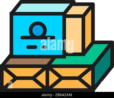 Kartonverpackung für Butter Flat Color Line Icon. Stock Vektor