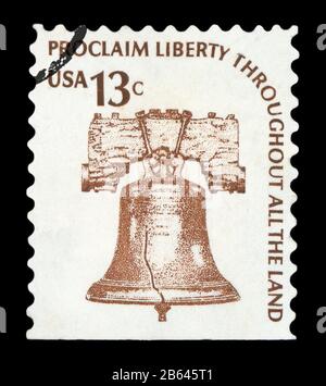 Vereinigte STAATEN VON AMERIKA - ca. 1975: einen Stempel in den USA gedruckten zeigt Liberty Bell, Serie, ca. 1975 Stockfoto