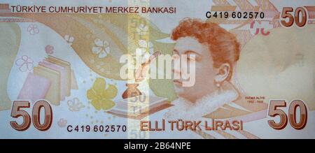 50 türkische Lirasi-Banknote, Türkei Stockfoto