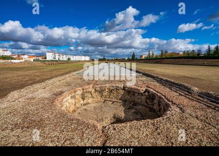 Der römische Circus von Merida, Spanien war für Chariot Racing verwendet und auf der Circus Maximus in Rom nachempfunden. Stockfoto