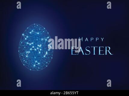 Fröhliches Osterdesign mit Ei aus Polygon-Mesh. Vektorgrafik. Stock Vektor
